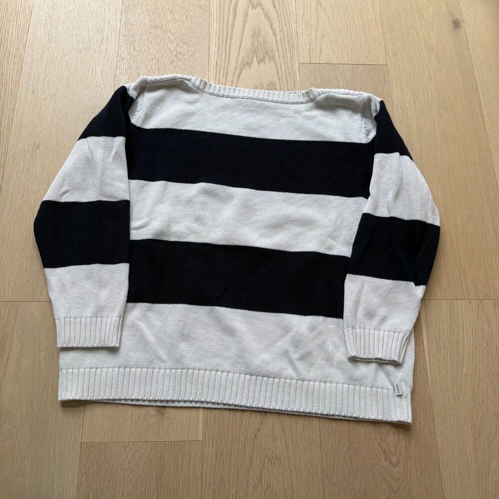 Vintage Lauren by Ralph Lauren Cotton Stripe Sweater White & Navy